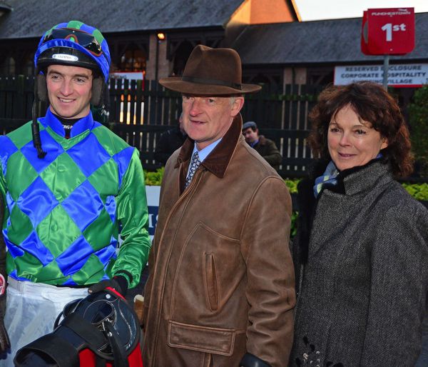Willie Mullins pictured with his son Patrick and wife Jackie