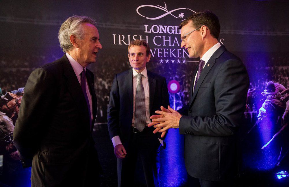 Jim Bolger, Ryan Moore and Aidan O'Brien at the launch of Longines Irish Champions Weekend