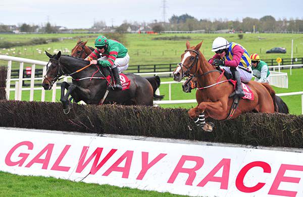 Presenting Mahler and Danny Mullins (nearest) pictured on their way to victory