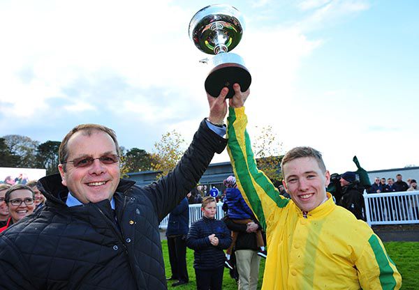 Colin Keane with his boss Ger Lyons after he was crowned Champion flat jockey 