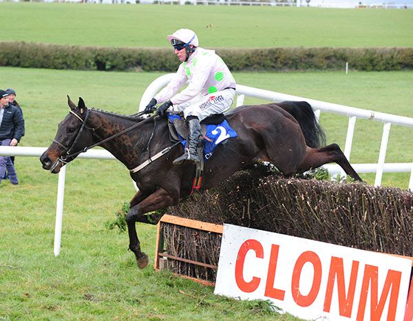 Koshari and Robbie Power jump the last to win the Suir Valley Chase at Clonmel