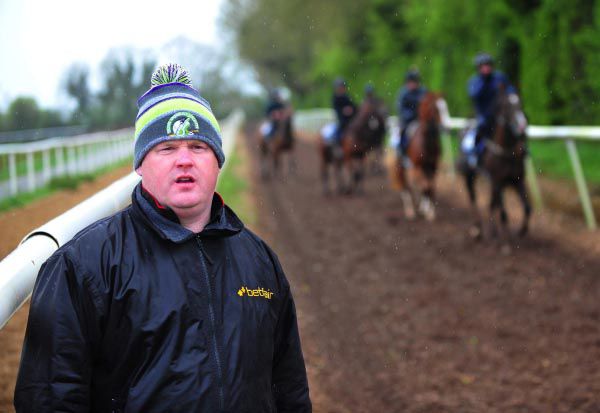 Gordon Elliott pictured with his string on the Cullentra gallops. 