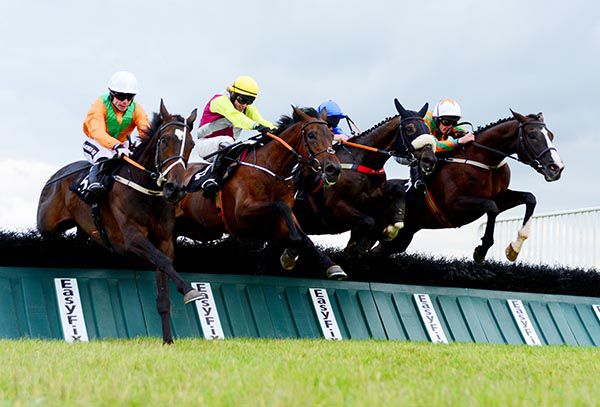 Causey Arch (right) challenges at the last with Scheu Time (left), Eamon High and Canardier (2nd right) also involved