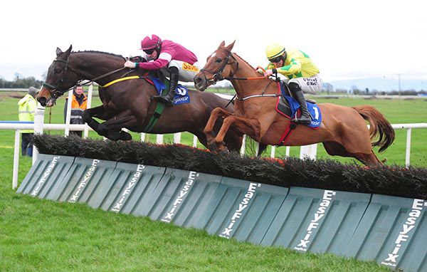 Getaway John and Jack Kennedy (nearside) come to beat Narcissistic (Sean Flanagan)