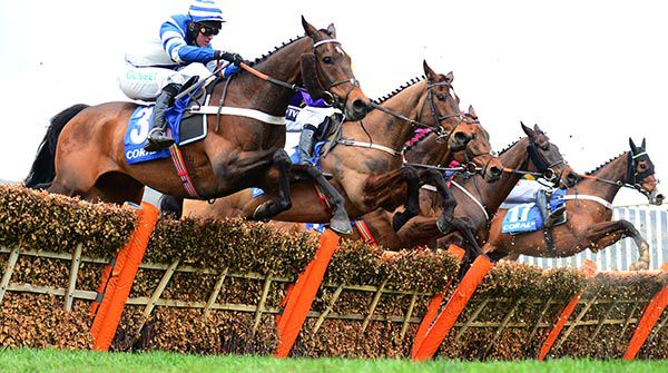 William Henry (near side) winning the 2019 Coral Cup