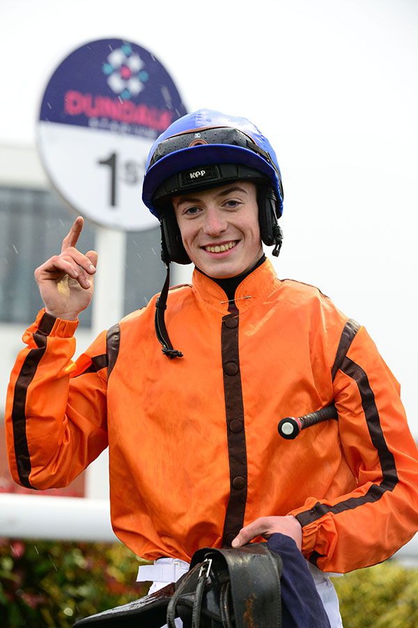 Joey Sheridan is all smiles after recording his first track success on Eastern Racer