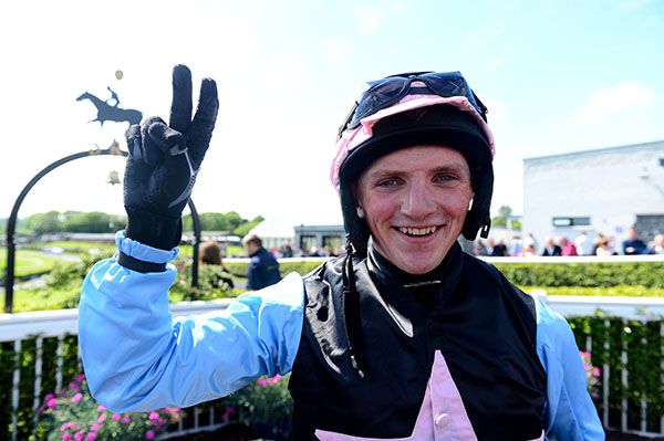 Hugh pictured after riding a double at Downpatrick in 2019