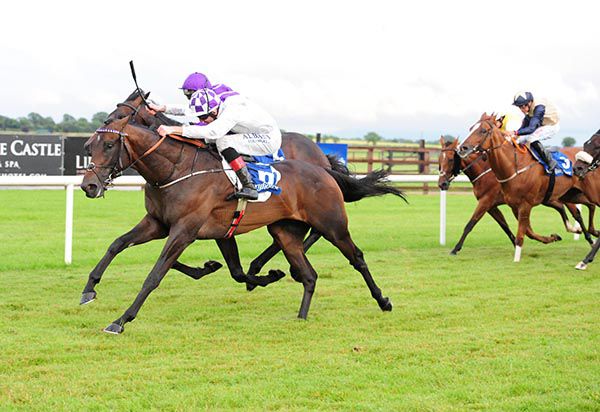 CUBAN HOPE and Kevin Manning (near side)win the Fairyhouse Racecourse Rated Race from Eminence.