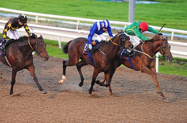 Right to left Long Arm (Colin Keane) beats Moktamel (Chris Hayes) and Nimitz (Billy Lee)