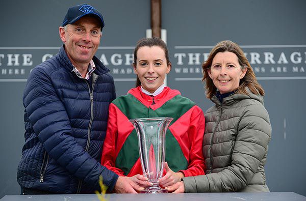 Winning rider Emma Doyle pictured with her parents Tim and Claire