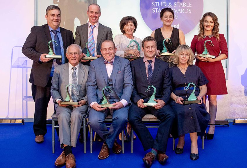 Robbie Gallagher (front left) pictured with all the winners of the Stud and Stable Staff Awards