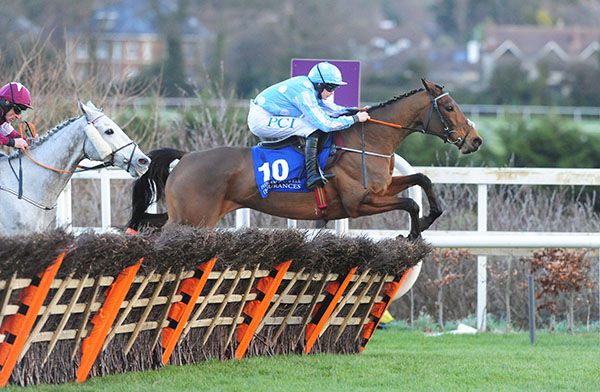 Honeysuckle on her way to victory in the Irish Champion Hurdle