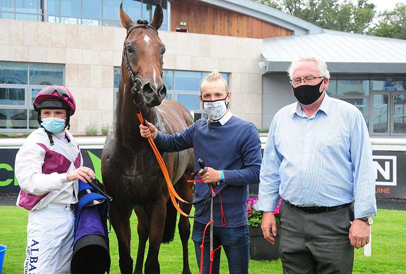 He Knows No Fear and Chris Hayes with groom Nathen Stern and Jim Gorman (right) 