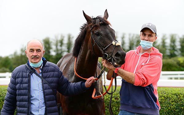 West Cork Wildway won for trainer Paul O'Flynn (right), pictured with his father Tom 
