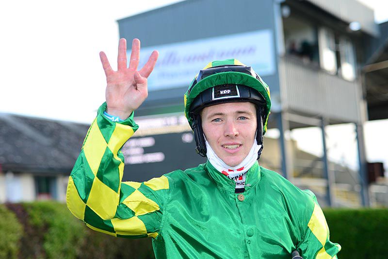 Colin Keane pictured after completing his first four-timer at Bellewstown