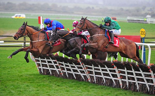 Blue Lord (nearest) starts off over fences in the Fairyhouse opener
