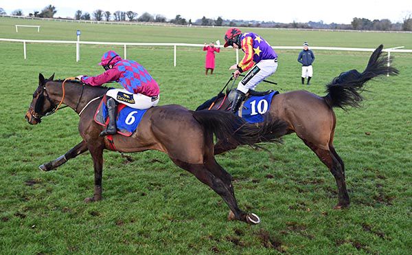 Jury Duty (Jamie Codd) races on as Winged Leader and Barry O'Neill crash out - both okay