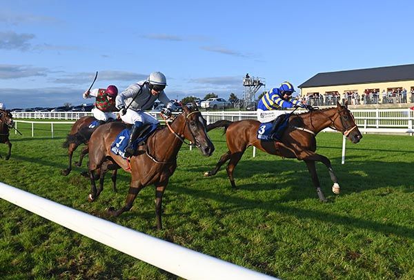 Mister Pink and Patrick Mullins (far side) get back up to deny Adela Icon and Adam Ryan