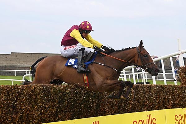 Rotten Row and Danny Mullins win the Three Ireland Rated Novice Steeplechase
