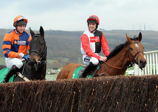 Leading point to point rider Jamie Codd shares   a joke with Ruby Walsh at Cheltenham last March