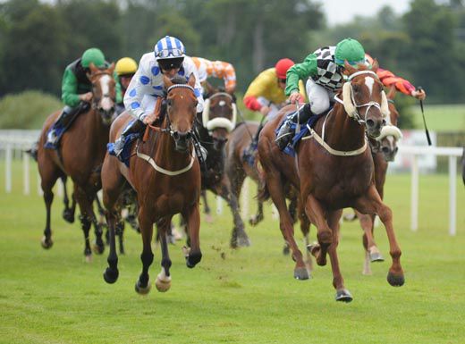 Gary Carroll aboard Andre Mon Ami (Green Cap) win for trainer Andrew Kinsella