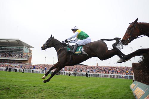 Albertas Run and Tony McCoy clear the last on their way to victory.