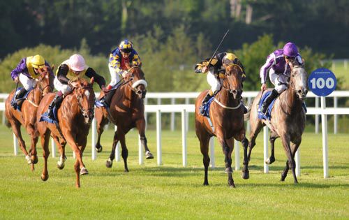 Skyway (near) and Keagan Latham come in front to score for trainer Dick Brabazon
