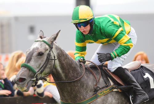 Tim Carroll savours the moment as Silverhand wins the Freshways Handicap Hurdle