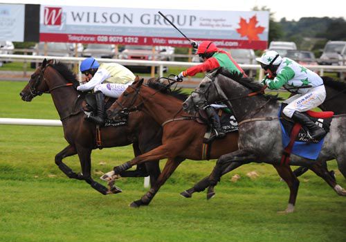 Striking Force (green &  red) comes to claim Harrington with Mister Castlefield in third