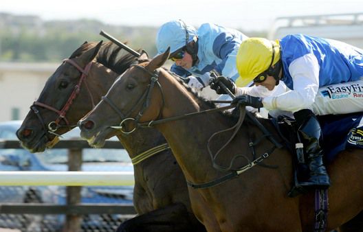 Doransfirth (far side) edges ahead of The Lady Granuaile at Galway