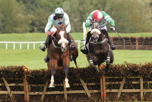 Red Key (right, under Sean McDermott) jump the final flight alongside False Economy