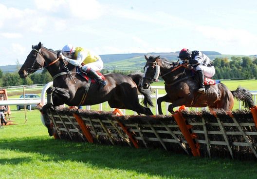 Ragtime Lucy & Adrian Heskin lead over the last from Oh Johnny