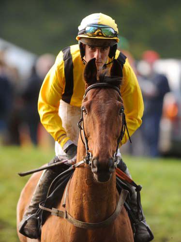 Snowy Morning and Barry O'Neill on their way to post at Loughanmore