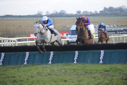 Media Barron (grey horse) jumps the final flight