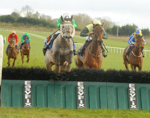 Muzak (Sean Flanagan) jumps the last ahead of Whiskey And Rye