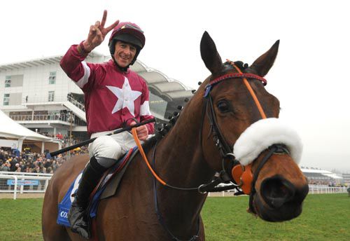 A delighted Davy Russell after his second winner of the day, Carlito Brigante