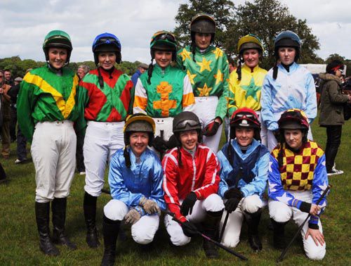 Jennifer Pugh and Lisa O'Neill pictured with other Lady riders at Stradbally Point-to-Point in 2011