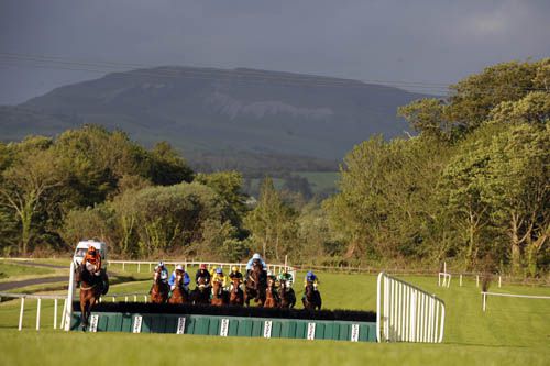 Benbulben Mountain provides a stunning backdrop for the mares handicap hurdle 