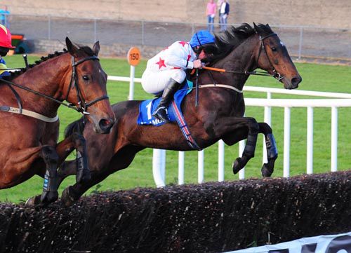 Mr Bones (Barry Cash) jumps a fence at Tramore