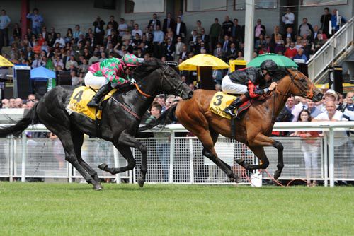 Lilbourne Lad and Richard Hughes beat Tough As Nails in the Railway Stakes