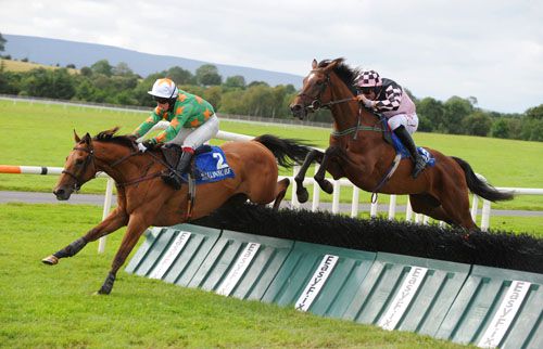 Much Acclaimed and Paddy Mangan land over the last hurdle from In A Nutshell