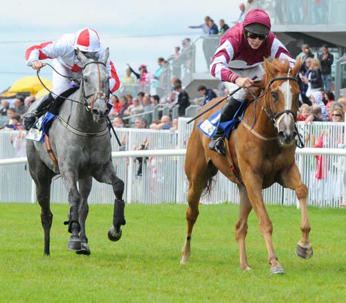 Venture Lazarus & Micheal Nolan hold off Native Palm (grey) to win the first