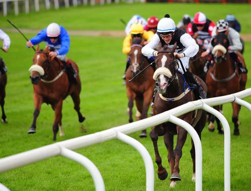 Marc Monaghan is off the mark on the racecourse courtesy of Eurosmart Lady (nearside)