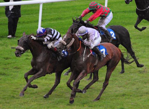 Midnight Music & Pat Smullen (black & white) hold off the challenge of No Trimmings