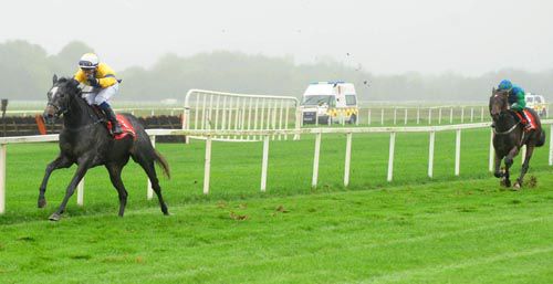 Sikara (Shane Gray) easily beats Hadrian's Waltz in the fillies handicap