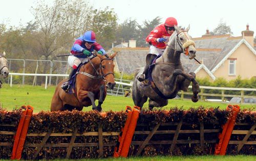 Dawn Commander (right) jumps the final flight ahead of Railway Vic