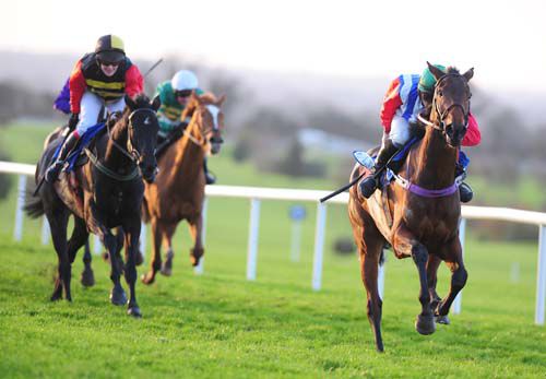 Thynetocatcher and Mark Enright power home in the Listed fillies' bumper at Navan