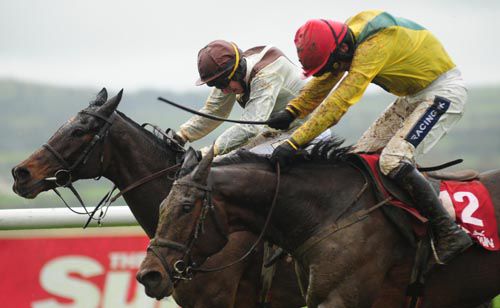 Kyle's Turn, brown cap, prevails by a head at Punchestown