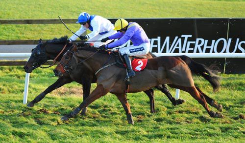Golanbrook (Barry Geraghty) just holds off the late surge of Are Ya Right Chief (near side)