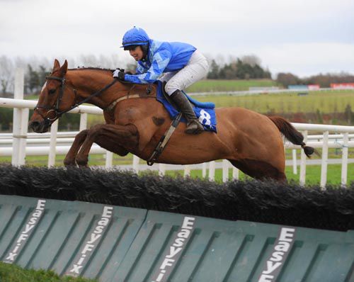 Satwa King under Aine O'Connor jumps the last